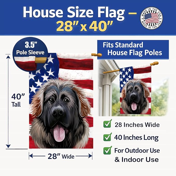 Caroline's Treasures CK6532CHF Georgian Shepherd Dog American Flag House Flag Large Porch Sleeve Pole Decorative Outside Yard Banner Artwork Wall Hanging, Polyester, House Size, Multicolor
