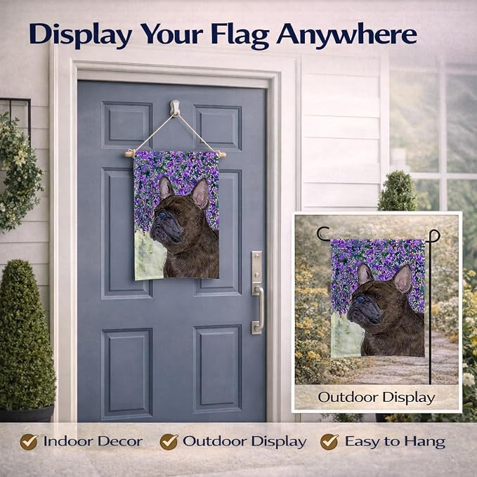 Caroline's Treasures SS8676GF French Bulldog Garden Flag Mailbox Flag Decorative Yard Flag Banner Outside Patio Artwork Yard Flower Beds, Garden Size, Multicolor