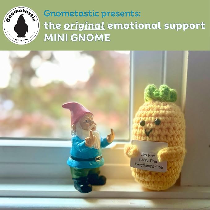 Gnometastic Mini Middle Finger Gnome 3.5in, Naughty, Funny Garden Gnomes Outdoor Decoration for Yard Lawn Ornament Fairy Garden Decor, Inappropriate Stocking Stuffers and Gifts for Angry People
