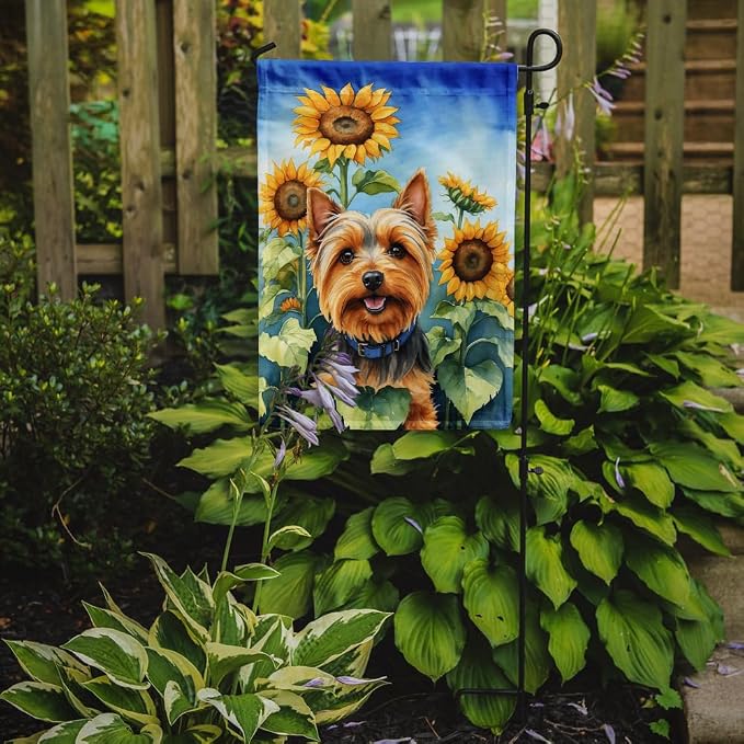 Caroline's Treasures DAC6165GF Silky Terrier in Sunflowers Garden Flag Mailbox Flag Decorative Yard Flag Banner Outside Patio Artwork Yard Flower Beds, Garden Size, Multicolor