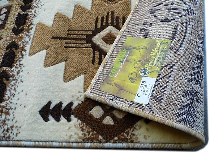 YHSF Southwest Native American Area Rug – Thick, Soft, Durable & Easy to Maintenance Tribal Design Boho Rug– Ideal for Bedroom, Living Room & Hallway - Ivory, 2 Feet x 3 Feet 4 Inches