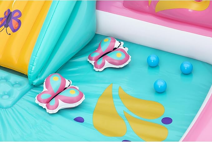 H2OGO! Inflatable Water Play Center & Pool - Butterfly Wonder - 71x71x46”, Slide, Sprinkler Arch, Catch Game, Splash & Wade, Outdoor, Toddlers-Kids 2+