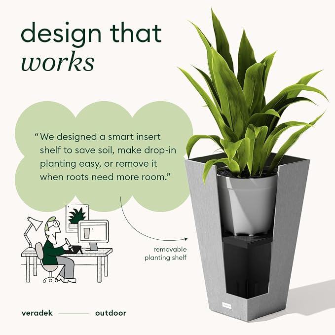 Veradek V-Resin Indoor/Outdoor Taper Planter (24 inch, Gray)