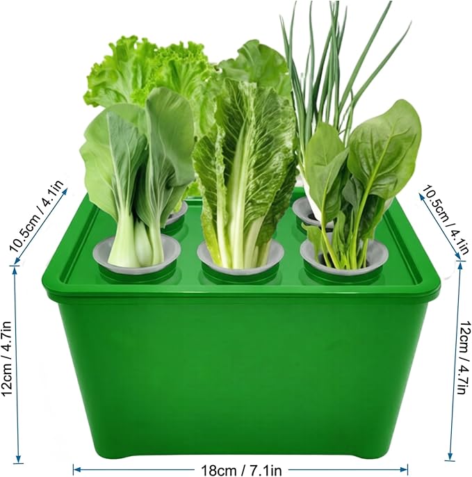 Hydroponics Growing System Kit, 6 Pods Indoor Herb Garden with Pump, Germination System for Vegetables, Lettuce, Basil Growing Plant Propagation (Green)