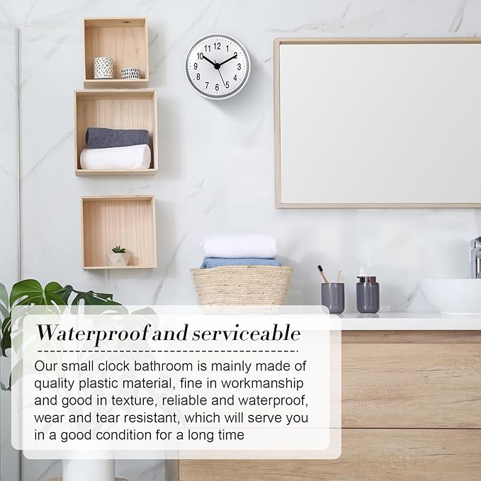 Weewooday Waterproof Bathroom Clock Small Digital White Shower Wall Clock with Easy Reading Face for Bathroom Pool Supplies(Suction Cup)