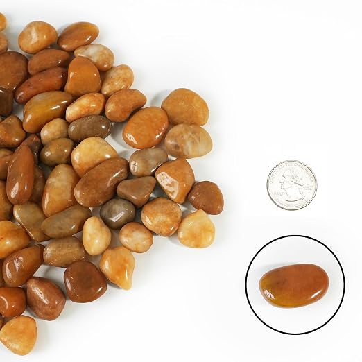 StoneCreek 36 LBS River Rocks(3 x 12 LBS Bags), Large Size, Decorative Garden Stones for Plant Landscaping, Polished Gravel Filler Pebbles for Home Decoration, Vases, Succulents(Pale Yellow Pebbles)