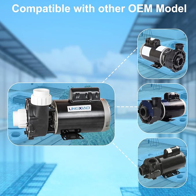SPA Pump, Single Speed SPA Hot Tub Pump - 56 Frame LX SPA Pump Motor 4HP, 220-240V, 2" Port (Model: 56WUA400-I)
