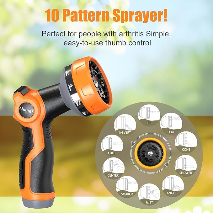 Garden Hose 50FT, Camper Water Hose with Nozzle Ultra-Light & Flexible Garden Water Hose - Burst-Resistant, Kink-Free, High-Pressure Use for Lawns, Gardens, and Outdoor Cleaning