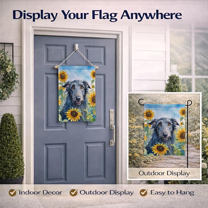 Caroline's Treasures DAC6157GF Scottish Deerhound in Sunflowers Garden Flag Mailbox Flag Decorative Yard Flag Banner Outside Patio Artwork Yard Flower Beds, Garden Size, Multicolor