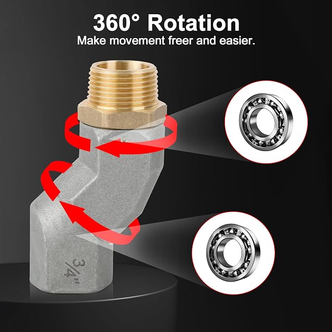 EVIL ENERGY 3/4" NPT Fuel Transfer Hose Swivel 360 Rotating Connector for Fuel Nozzle Multi Plane Swivel