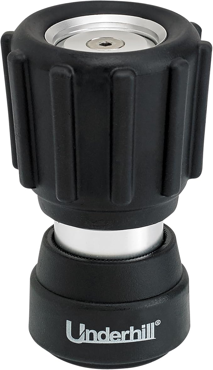 Underhill Magnum Mini Garden Hose Nozzle NG350 – Heavy Duty Adjustable Water Sprayer, 3/4 Inch Thread Inlet, Aluminum Body with Rubber Bumper, Jet Spray, High Pressure Hose Attachment