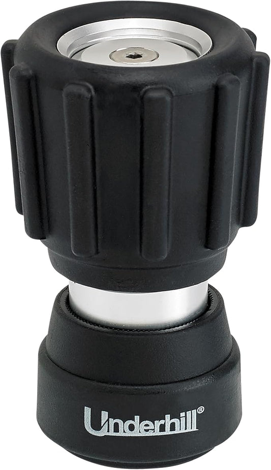 Underhill Magnum Mini Garden Hose Nozzle NG350 – Heavy Duty Adjustable Water Sprayer, 3/4 Inch Thread Inlet, Aluminum Body with Rubber Bumper, Jet Spray, High Pressure Hose Attachment