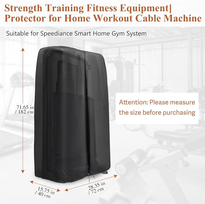 Cover for Speediance Home Gym Equipment, Waterproof Smart Home Gym System Cover, Strength Training Fitness Equipment Protector for Home Workout Cable Machine - 28"L×15"W×71"H, Black