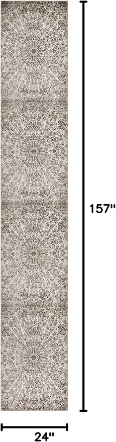 Unique Loom Sofia Collection Area Rug - Grace (2' x 13' 1" Runner, Brown/ Ivory)