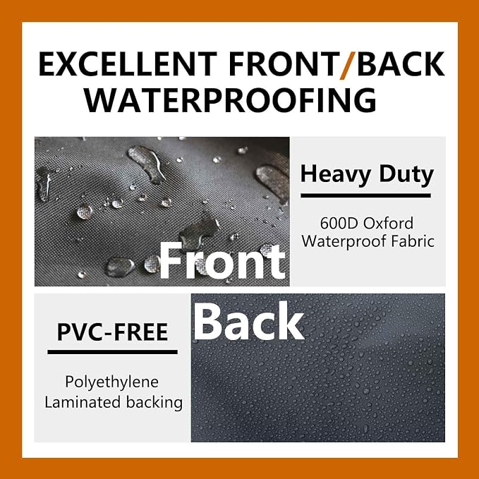 Heavy Duty Outdoor Sectional Sofa Cover, 130-inch L-Shaped Waterproof 600D Patio Furniture Covers, Lawn Patio Couch Protector(Midnight Black, V-Shaped-130" x 130")