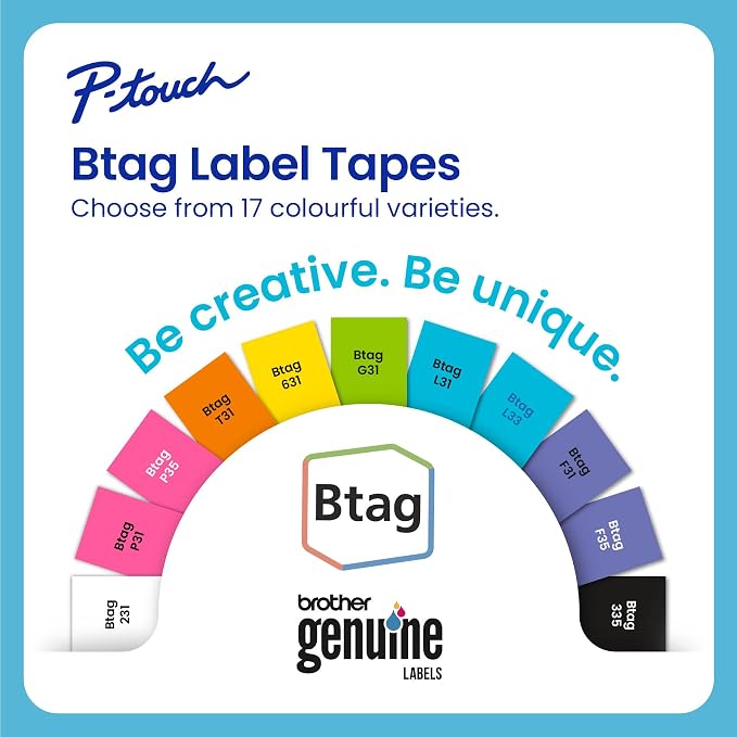 Brother Genuine P-Touch Btag Label Tape, BTAG3M01, 0.47 in by 13.1 ft, White on Clear, Black on White, White on Black, 3-Pack. (Works Only with Brother PT-N10, PT-N20, PT-N25BT Label Makers)
