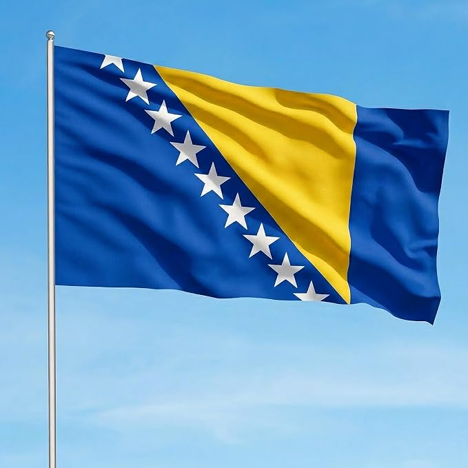 AhfuLife Bosnia and Herzegovina Flag 5ft x 3ft for Party Decor, 2 Pcs Large Bosnia-Herzegovina Flag Polyester Double Side with Brass Eyelets for World Cup Garden Street Indoor Outdoor
