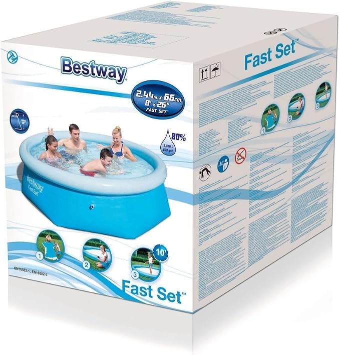Bestway 57008 8' Clear Fast Set Above Ground Pool-Blue, 8 Ft, 8ft
