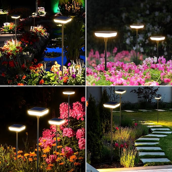 Solar Lights Outdoor Pathway 8 Pack IP65 Waterproof 31" Solar Garden Lights 2 Heights Adjustable Auto On/Off Lasting 12H for Walkway Patio Lawn Path Yard Plants Flower Beds Landscape Decor