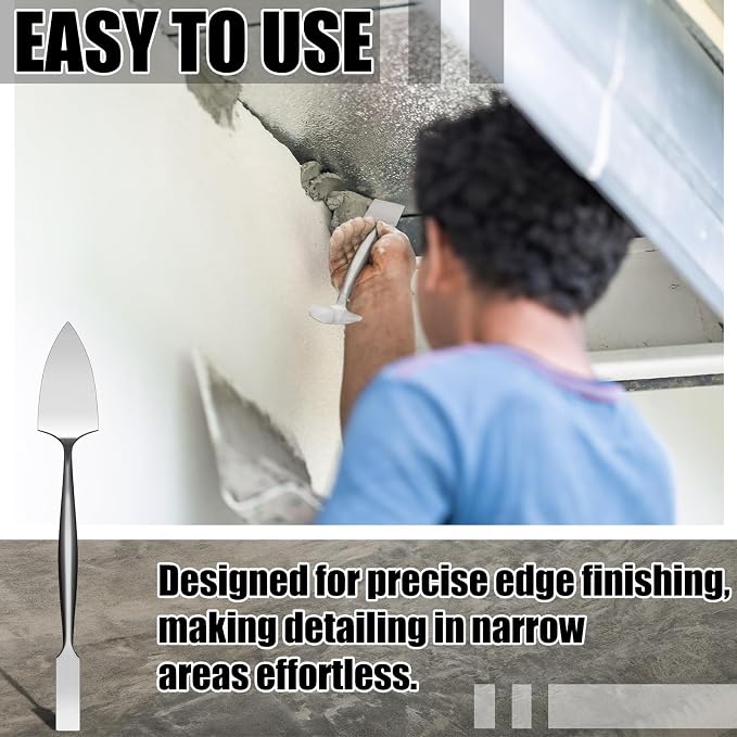 5/8" Trowel And Square Masonry Tools Forged Steel Trowel Concrete Tool Ornamental Stucco Tool Long-lasting Masonry Plaster Spatula for Glazing, Patch Work, Plaster, and Archeology