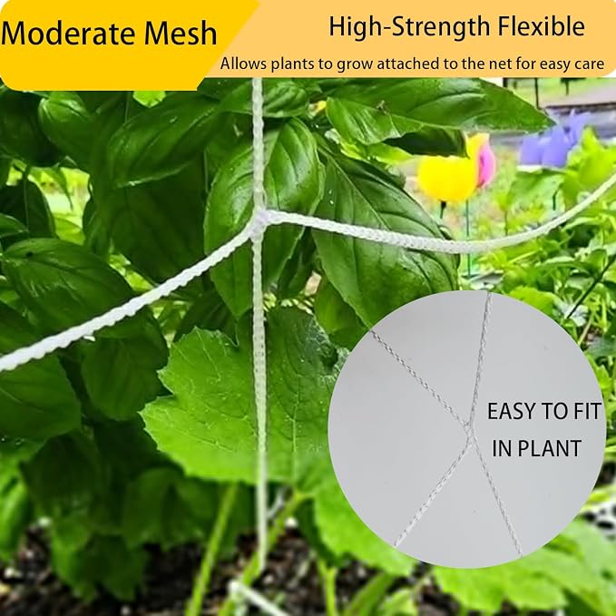 Soft Mesh Nylon Trellis Netting Roll, 5 x 350 Ft Heavy Duty Reinforced Garden Plant Support Mesh for Climbing Plants,Garden Melons Vegetables, Grape Racks, Hydroponic
