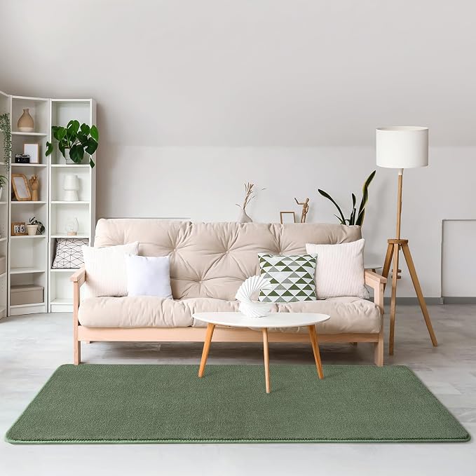 Amearea Modern Soft Hallway Runner Rug, 2x6 Sage Green Washable Runner Rugs | Fluffy Bedroom Bedside Rugs, Indoor Non Slip Memory Foam Rug Carpet for Hallway Entrance Kitchen Living Room Decor