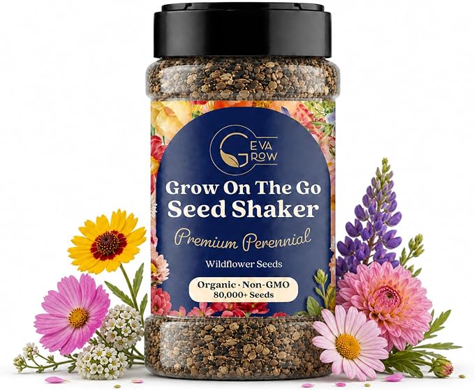 Wildflower Seed s – Perennial Flower Seeds Mix to Plant Anywhere, by Geva Grow | 12-Type Beautiful Perennial Wildflower Seeds Bulk 90,000+ Seeds, 2 Ounce, No Messy Packets