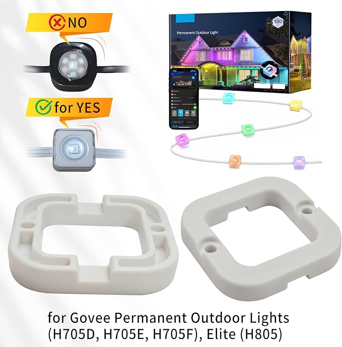Light Clips for Govee Permanent Outdoor Lights for Govee Non-Pro Elite RGBIC H705 H805 LED Outdoor Decoration and Fixed luminaire Mounting Brackets Screws Kit(New Upgrade 40 White)