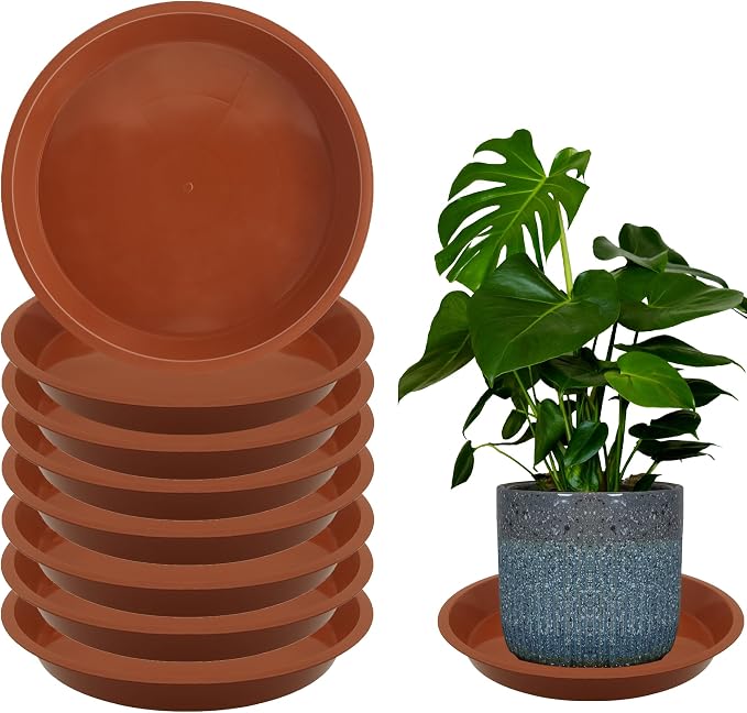 8 Pack 16 Inch Round Plant Saucers for Less 14 Inch Pot Indoors Outdoors Plant Trays for Pots Planter Saucer Plastic Drip Tray Planter Water Tray(Terracotta, 16"(8pcs))