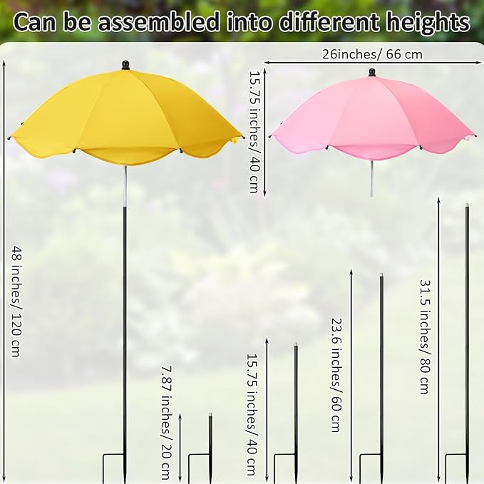3pcs 26 Inch Plant Umbrellas for Outdoor Plants Garden Umbrella Shade for Potted Plant, Garden Bed Flower Pot Provide Shade to ‌defend Blazing Sun (Pink,Blue,Yellow)