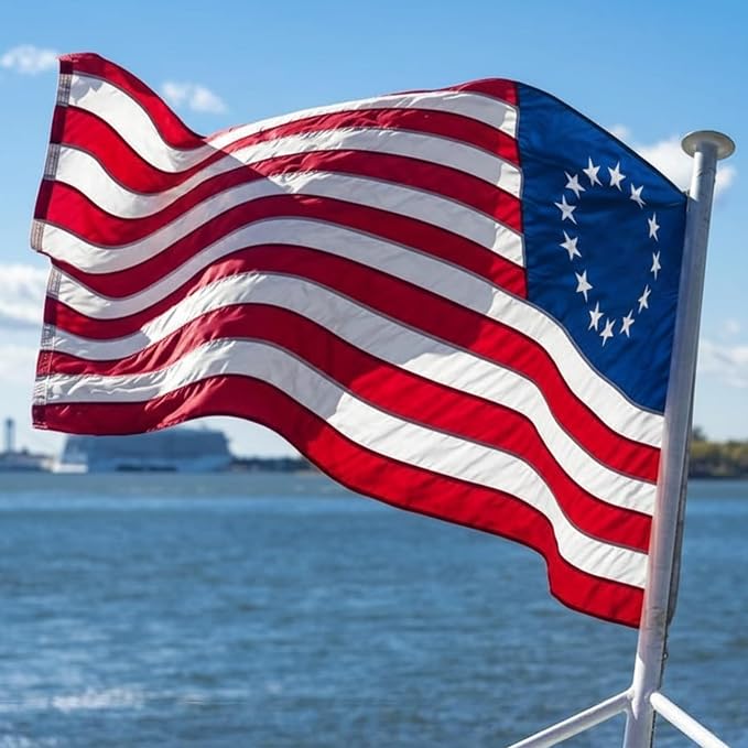AMZFLAG American Betsy Ross Flag 2x3 ft 250 Anniversary Embroidered 13 Stars Colonial Flags Heavy Duty US United States 13 Colonies Flag with 2 Brass Grommets