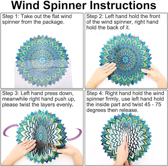 Peacock Wind Spinners Outdoor, 12 Inch Stainless Steel Spinfinity Wind Spinner, Wind Chimes Garden Decor for Outside, 3D Kinetic Hanging Sculpture Suncatcher, Metal Yard Art Ornament, Gifts