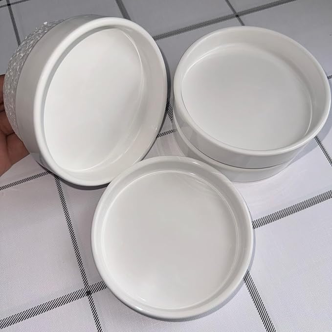 Yukfona Ceramic Plant Saucer Tray 4 Pcs 4 Inch White, 4.53" OD x4.13 ID x0.9 Deep| Fits Flower pots Bottom≤4.13", Heavy Duty Glazed Round Planter Drip with Catch Basin for Indoor Outdoor Plants | Glazed