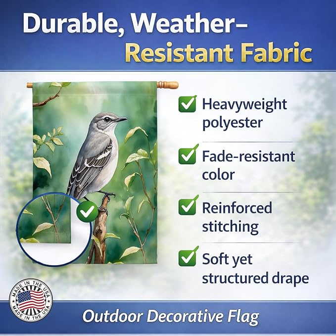 Caroline's Treasures Tennessee Northern Mockingbird House Flag Large Porch Sleeve Pole Decorative Outside Yard Banner Artwork Wall Hanging, Polyester, House Size, Multicolor