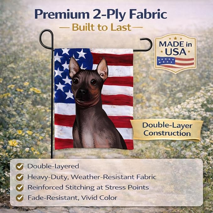 Caroline's Treasures CK6400GF American Hairless Terrier American Flag Garden Flag Mailbox Flag Decorative Yard Flag Banner Outside Patio Artwork Yard Flower Beds, Garden Size, Multicolor
