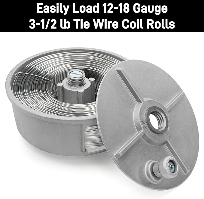 Tie Wire Reel, 6.25" Light Weight Aluminum Coil Holder Wheel, Rope Reel with Built-in Rewind Knob & Belt Loops, Tie Wire Dispenser for Iron Rebar Worker, Compatible with 12-18 Gauge Wires