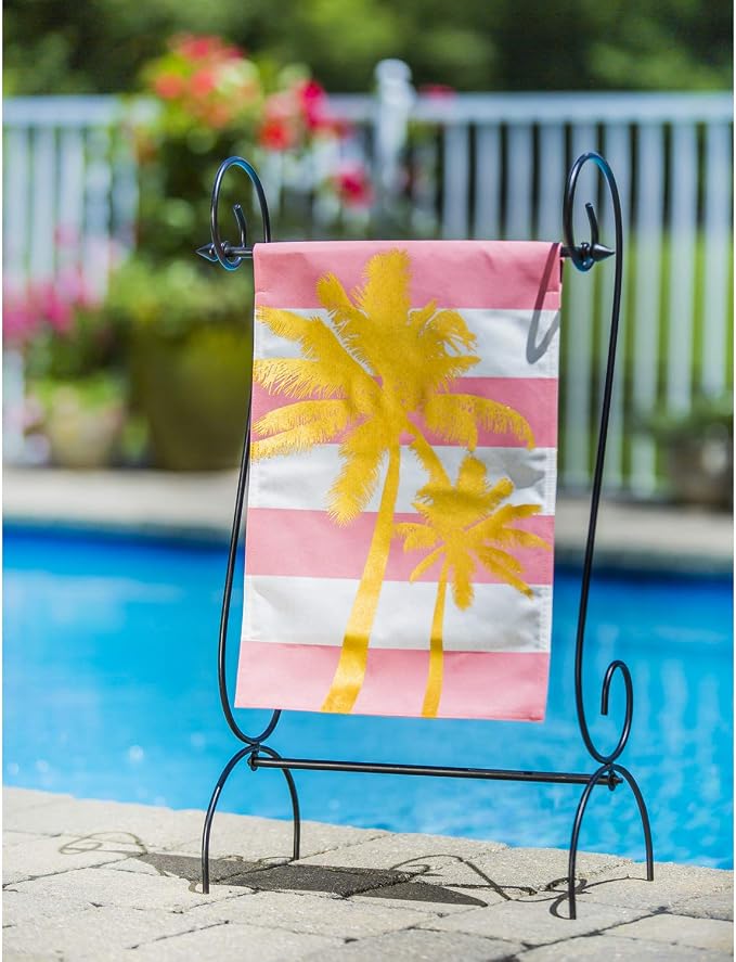 Evergreen Scroll American Garden Flag Stand | Premium Metal Iron Flag Holder Stand | Fits 12x18 Garden Flags for Outside | Weatherproof Outdoor