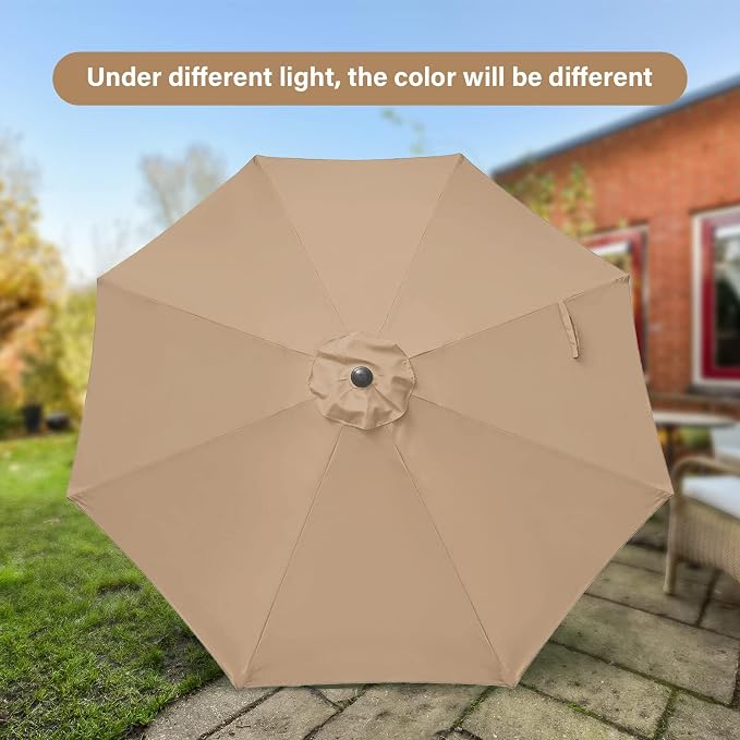Simple Deluxe 2 Pack 9FT Outdoor Patio Umbrella Table Market Umbrella with Push Button Tilt and Crank, 8 Sturdy Ribs, UV Protection Waterproof for Garden, Lawn, Deck, Backyard, Pool,Tan