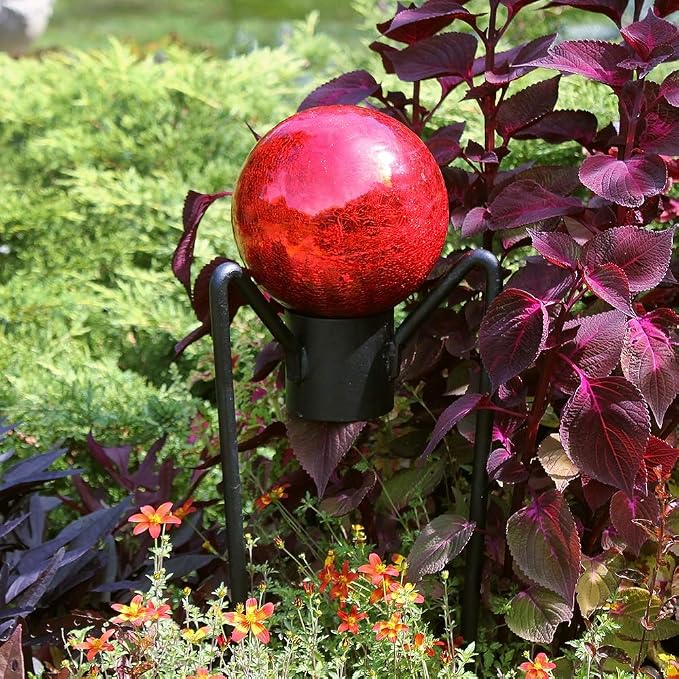 Achla Designs G6-RD-C, Red 6-Inch Crackle Gazing Globe Ball, 6