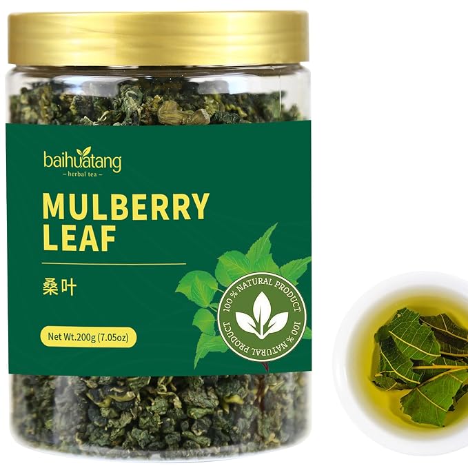 Baihuatang Natural Dried Mulberry Leaf 200g/7.05oz Premium Mulberry Leaves (桑叶茶), Sun-Dried, Sugar-Free, Caffeine-Free, No Additive