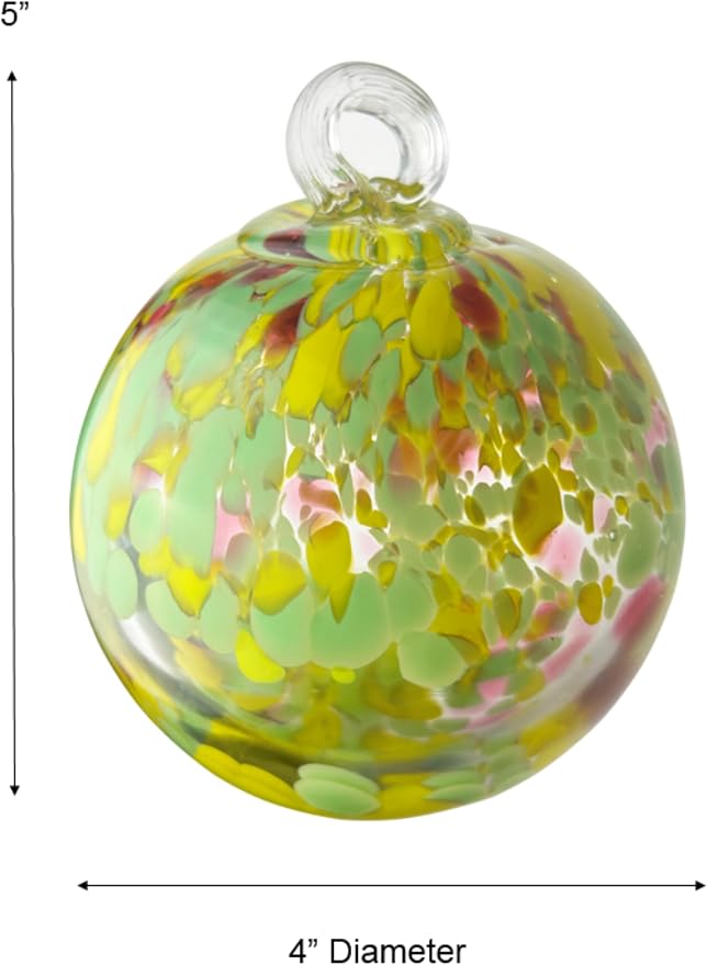 Dale Tiffany Hand Blown Glass, 4" Diameter Blossom, Tree of Life Collection, Witch Globe Hanging Garden Indoor/Outdoor Decorative Ornament Gazing Ball