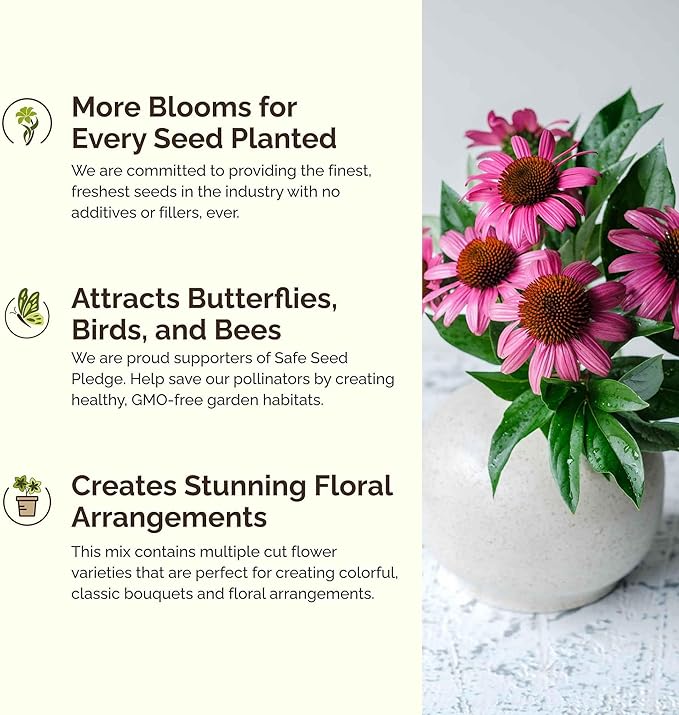 Eden Brothers The Bees Knees Pollinator Wildflower Seed Mix, 5 lb (2,700,000+ Seeds) Throw and Grow-100% Pure, No Fillers - 18-Variety Non-GMO Annual + Perennial, Covers up to 22,000 SqFt, Zones 3-10