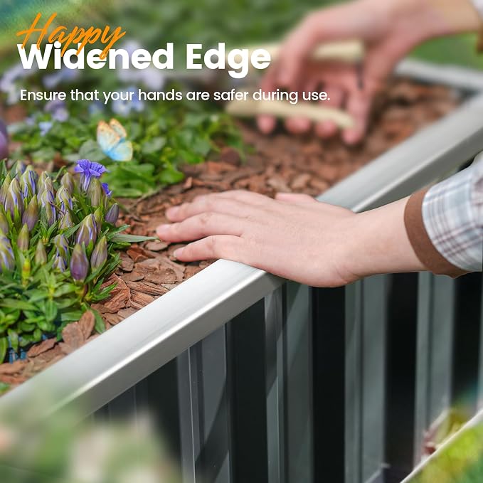 KING BIRD Raised Garden Bed 68" x 36" x 18" Heightened Galvanized Steel Metal Planter Box Outdoor for Deep-Rooted Vegetables, Flowers, Large Raised Bed Kit (Dark Grey)