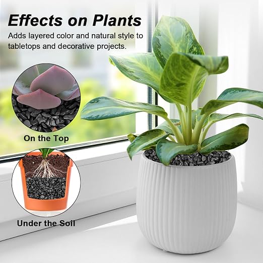 Rocks for Plants,Landscaping Pebbles, River Rocks Decorative Ornamental Pebbles, DIY Smoothed Rocks for Potted Plant Resin Art Vase Fillers Aquarium Gravel Rocks (1, Black, 2 Pounds)