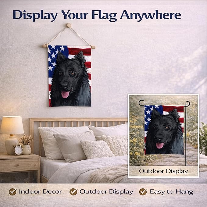 Caroline's Treasures CK6592GF King Shepherd American Flag Garden Flag Mailbox Flag Decorative Yard Flag Banner Outside Patio Artwork Yard Flower Beds, Garden Size, Multicolor