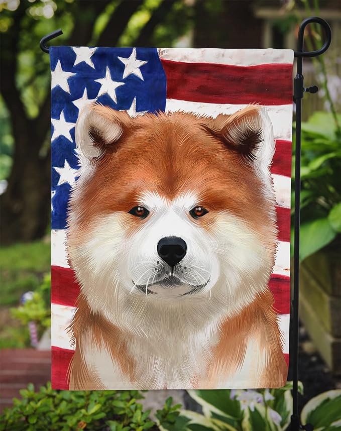 Caroline's Treasures CK6387GF Akita American Flag Garden Flag Mailbox Flag Decorative Yard Flag Banner Outside Patio Artwork Yard Flower Beds, Garden Size, Multicolor