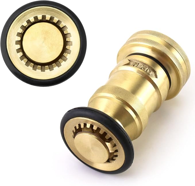 QWORK 1-1/2" NST/NH Brass Fire Hose Spray Nozzle, Heavy Duty Fire Equipment, Industrial Jet Fog Nozzle 85 gpm 100 psi