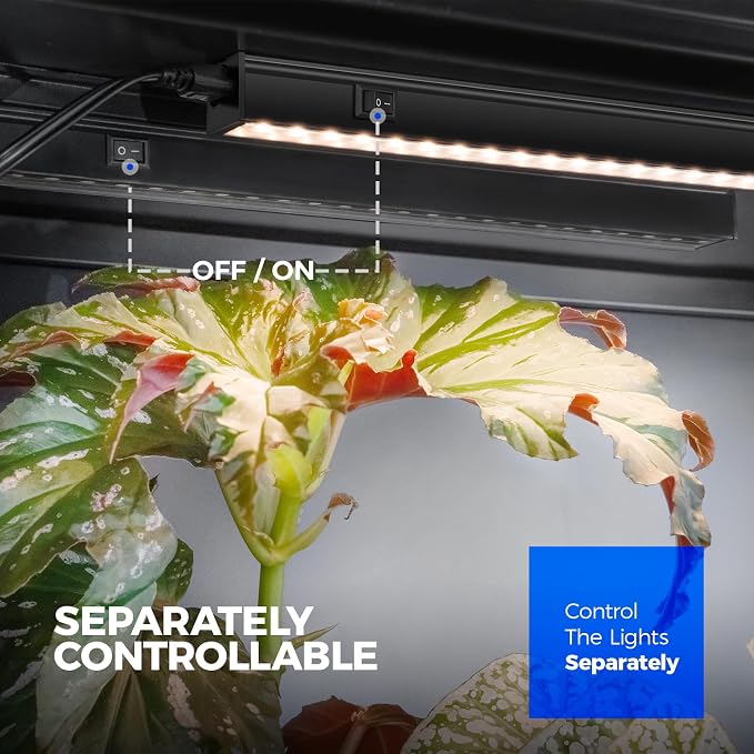 Barrina T5 Grow Lights for Indoor Plants Full Spectrum, 1FT 10W (2 X 5W) Indoor Plant Light with Separate Switch, Linkable, Grow Lamp with Magnetic Installation, Yellow, 2 Packs