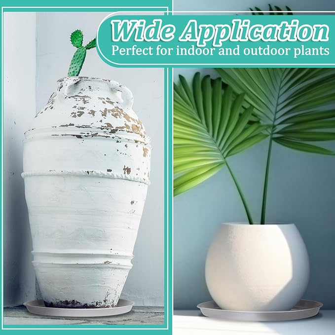 Eccliy 6 Pack Plastic Plant Saucer Heavy Duty Planter Saucers Large Plant Pot Saucers Plastic Water Trays for Indoors and Outdoors Flower Plant Plant Drip (White,23 Inch)