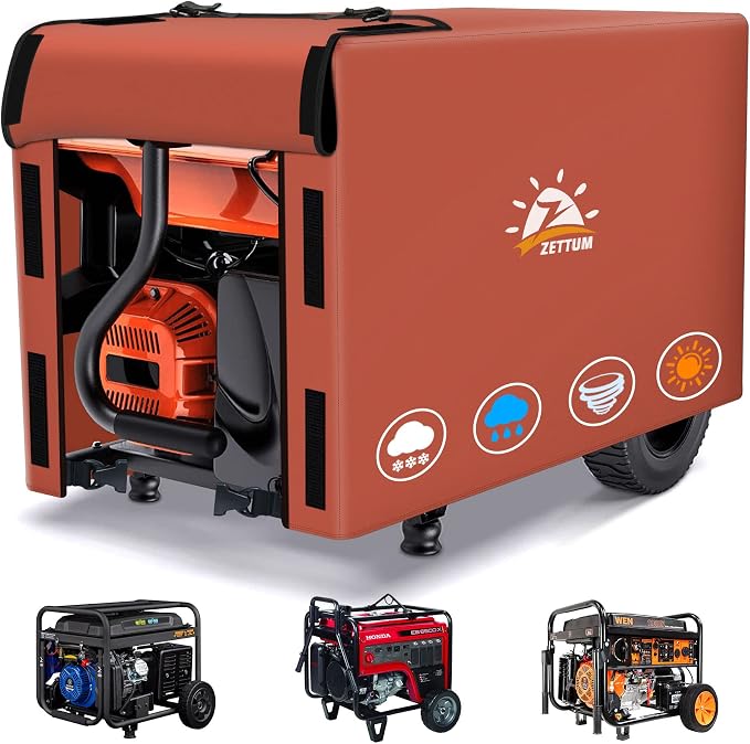 Zettum Generator Cover 24 Inch - 600D Outdoor Generator Cover Heavy Duty Waterproof, Small Equipment Cover Outside for DuroMax, Westinghouse, Champion, Predator, Honda Portable Generator 2000-5000W